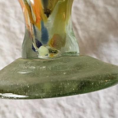 9" Hand blown Art glass vase with Ruffle Rim