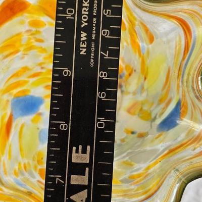 9" Hand blown Art glass vase with Ruffle Rim