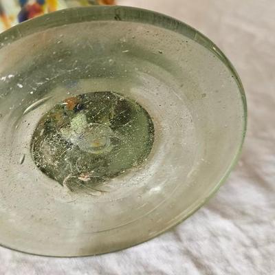 9" Hand blown Art glass vase with Ruffle Rim