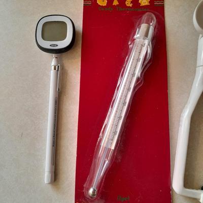 Kitchen Utensils - Meat and candy thermometers - nice ice cream scoop - melon scoop and a wine opener
