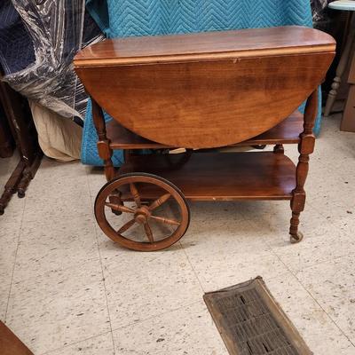 Vintage wooden tea cart