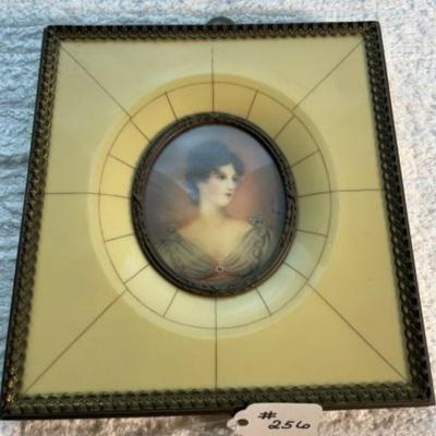 Antique 19th Century Hand Painted Cameo Artwork Signed by the Artist 5.25" x 5.50" in Very Good Preowned Condition.