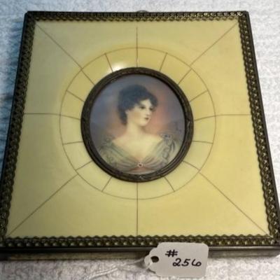 Antique 19th Century Hand Painted Cameo Artwork Signed by the Artist 5.25" x 5.50" in Very Good Preowned Condition.