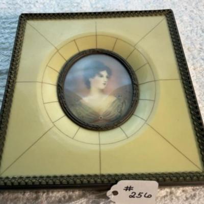Antique 19th Century Hand Painted Cameo Artwork Signed by the Artist 5.25" x 5.50" in Very Good Preowned Condition.