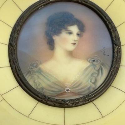 Antique 19th Century Hand Painted Cameo Artwork Signed by the Artist 5.25" x 5.50" in Very Good Preowned Condition.