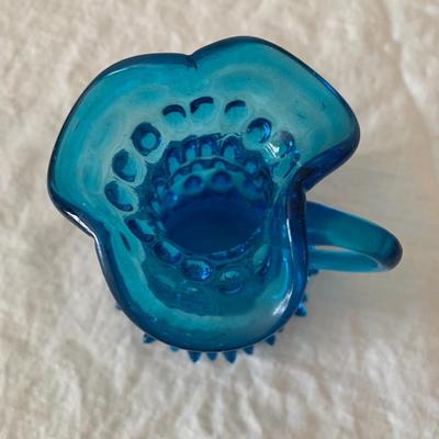 Hobbs Brockunier Hobnail Pitcher Creamer Sapphire Blue