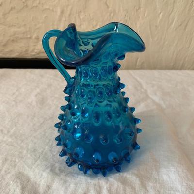Hobbs Brockunier Hobnail Pitcher Creamer Sapphire Blue