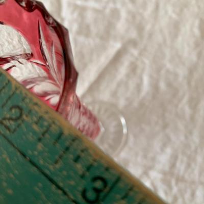 Bavarian Crystal Glass Vase Flashing Cranberry cut to clear Nachtmann 9" tall