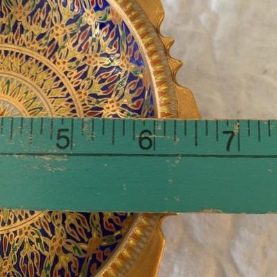 Vintage hand painted porcelain footed bowl