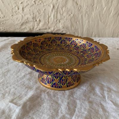 Vintage hand painted porcelain footed bowl