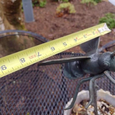 Cast Metal Yard Art Bee in Planter