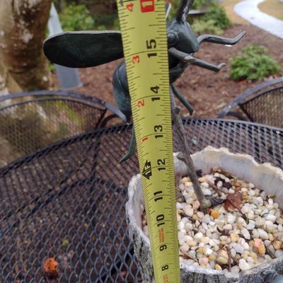 Cast Metal Yard Art Bee in Planter