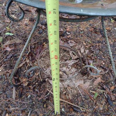 Metal Bird Bath Pan on Wrought Metal Stand