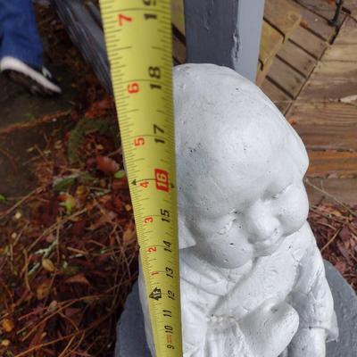 Concrete Garden Statue Asian Girl Sitting on Concrete Plant Pot