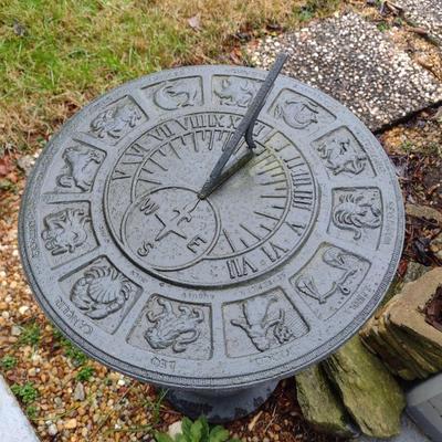 Cast Metal Garden Sundial on Pedestal