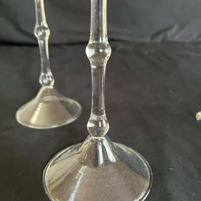 Catskill Mountain Crystal - Pair of Hand Blown Oil Lamps by Rodney Sage (K-RG)