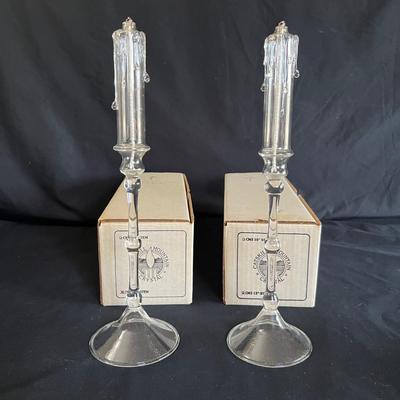 Catskill Mountain Crystal - Pair of Hand Blown Oil Lamps by Rodney Sage (K-RG)