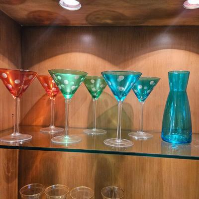 Colored Martini Glasses and a Carafe (LR-DW)