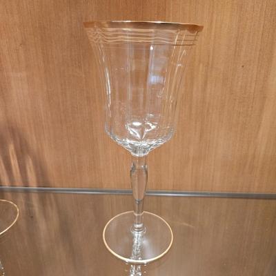 Seven Gold-Rimmed Wine Glasses (LR-DW)