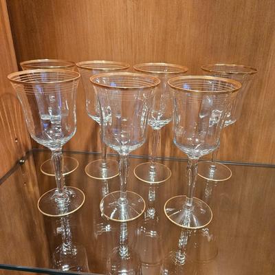 Seven Gold-Rimmed Wine Glasses (LR-DW)