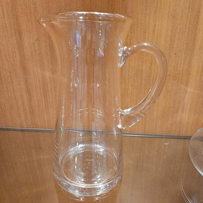 Bodum Pitcher and Three Small Colored Vases (LR-DW)