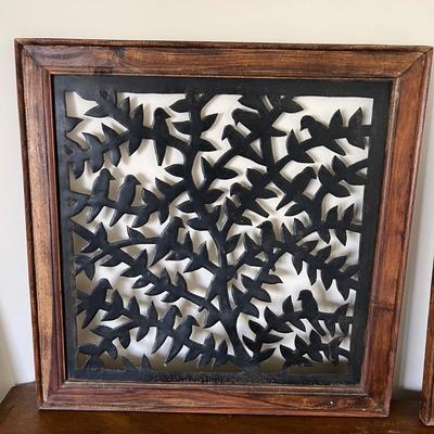 Pair of Wood Framed Metal Wall Art - Three Hands Corp (P-RG)