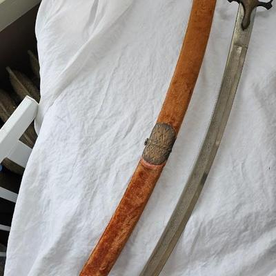 Tulwar sword with velvet scabbard