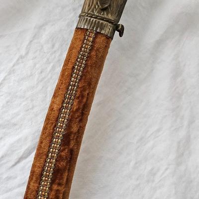 Tulwar sword with velvet scabbard