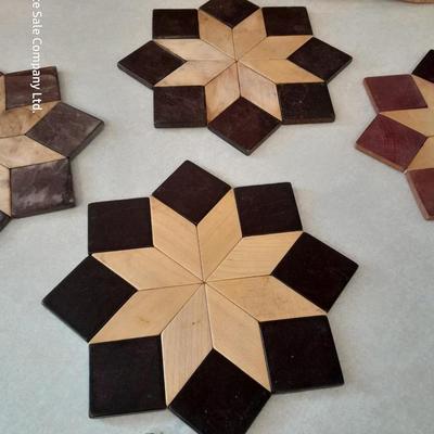 Assortment of Kitchen trivets - wood - cloth - cork - and wicker