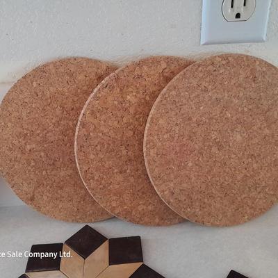 Assortment of Kitchen trivets - wood - cloth - cork - and wicker