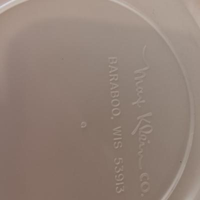 Two sets of plastic food storage containers - nesting - with lids - and serving utensils