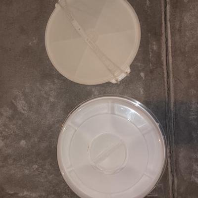 Tupperware - measuring cups - large food storage container - divided dish with dip dish and more.