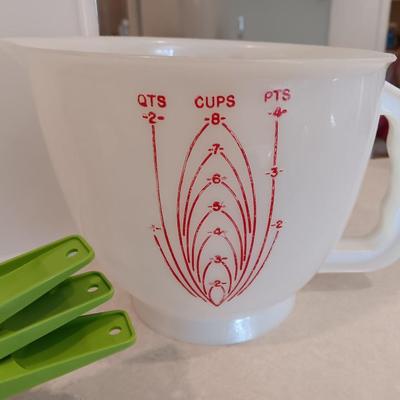 Tupperware - measuring cups - large food storage container - divided dish with dip dish and more.