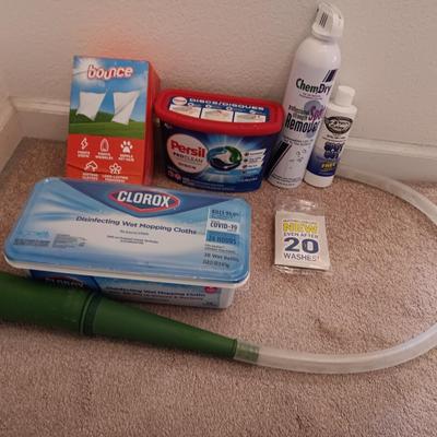 Laundry items - new Persil pro clean - some bounce fabric softeners - Clorox wipes - lint lizard and more