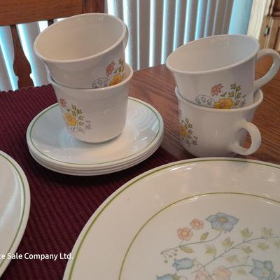 Corelle corningware dish set - plates - platter - mugs & saucers