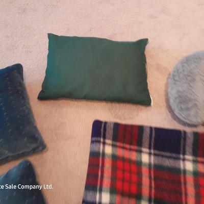 Neck pillow - throw pillows - throw blanket and a queen sized blanket
