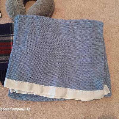 Neck pillow - throw pillows - throw blanket and a queen sized blanket