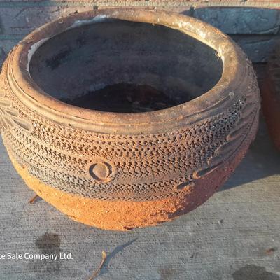 Two clay flower pots