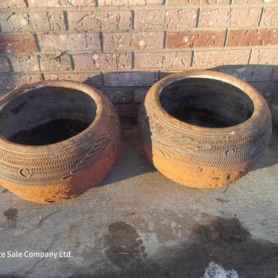Two clay flower pots