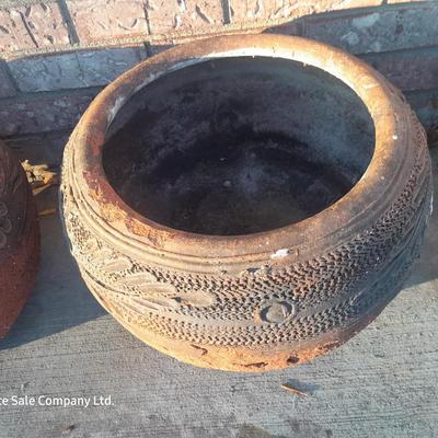 Two clay flower pots