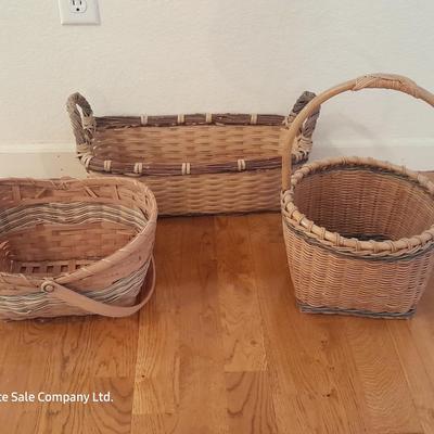 Three wicker baskets