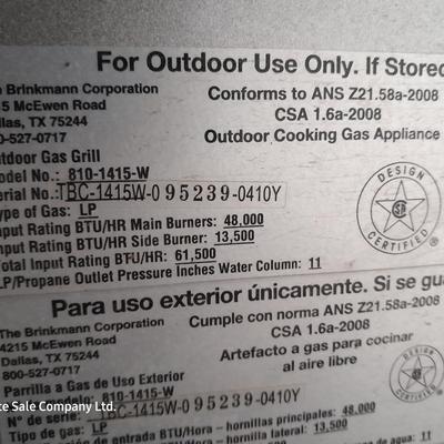 Nice Stainless Brinkman grill with propane bottle and cover