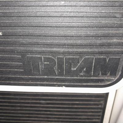 Folding two - step Tricam brand stool and a nice plastic one step stool