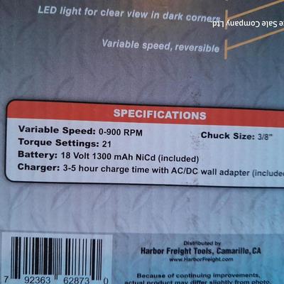 18 volt Drill Master 3/8" drill driver with keyless chuck
