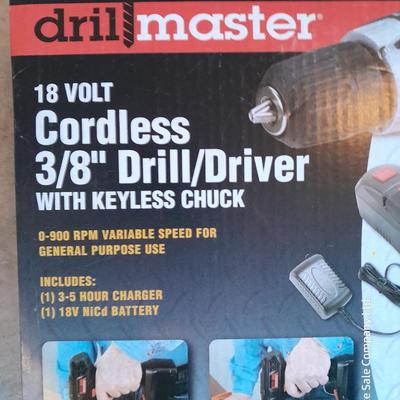 18 volt Drill Master 3/8" drill driver with keyless chuck