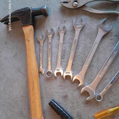 Assortment of hand tools - screwdrivers - hammer - wrenches and more