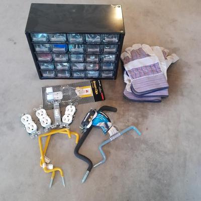 Multi drawer hardware storage with hardware - new gloves and more