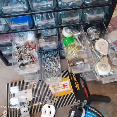 Multi drawer hardware storage with hardware - new gloves and more