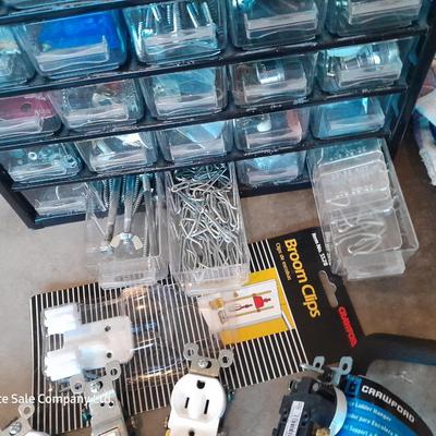 Multi drawer hardware storage with hardware - new gloves and more