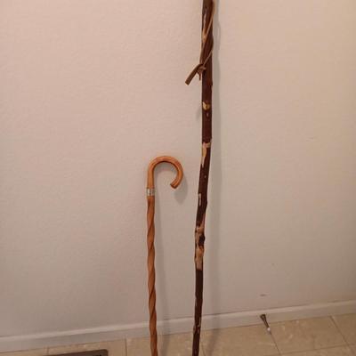 Wooden cane and wood Brazos walking stick